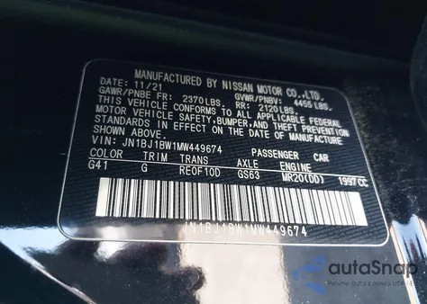 2021 Nissan Rogue Sport Sv Awd Xtronic Cvt z USA, uszkodzony, nr VIN JN1BJ1BW1MW449674